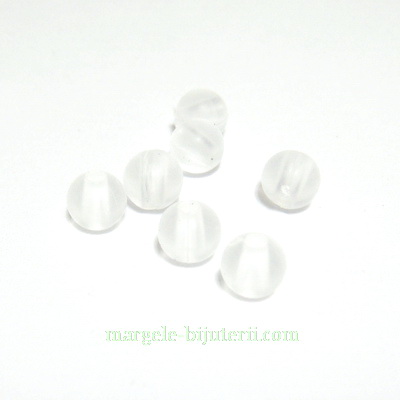 Margele acrilice, frosted, albe, 6mm