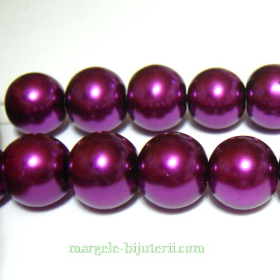 Perle sticla, violet-fucsia, 14mm