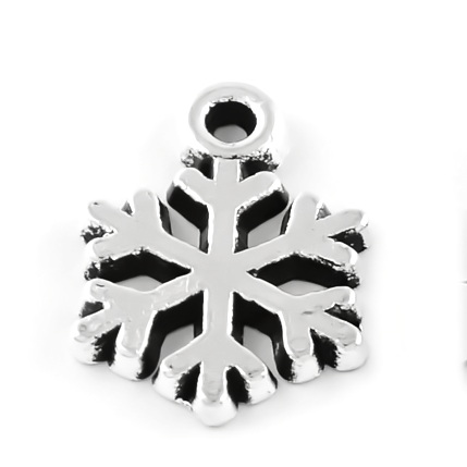 Pandantiv argintiu antichizat, fulg de nea, 14x11x1mm 1 buc