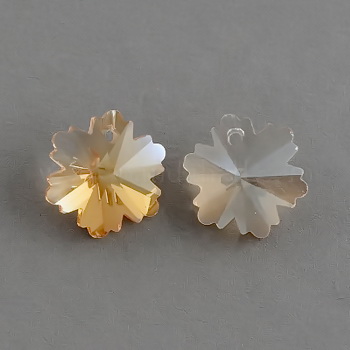 Pandantiv cristal, electroplacat, auriu, fulg de nea 14x14x8mm