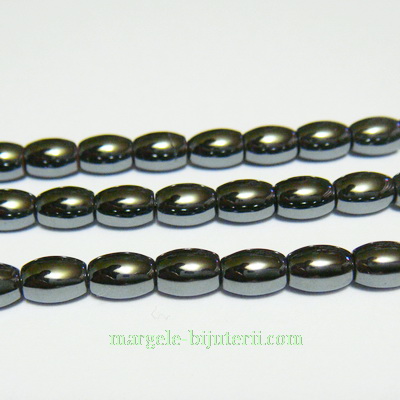 Margele hematit, ovale, 6x4mm
