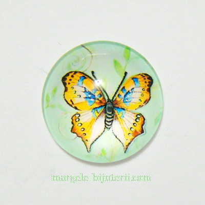 Cabochon sticla, 20x6mm, fluturas 17