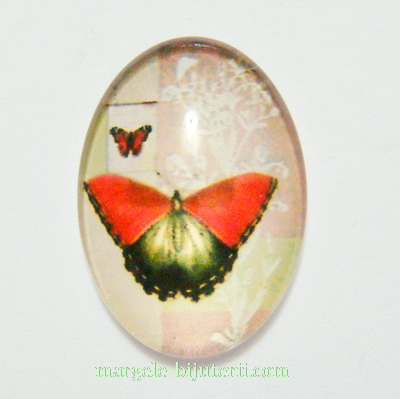 Cabochon sticla, 25x18x6mm, fluturas 8