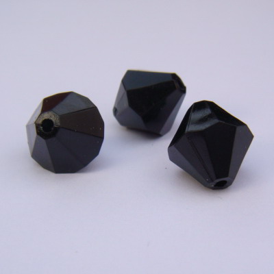 Margele plastic biconice negre 8mm