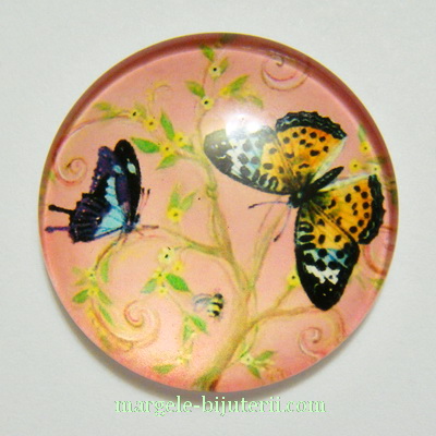 Cabochon sticla, 30x7mm, fluturas 7