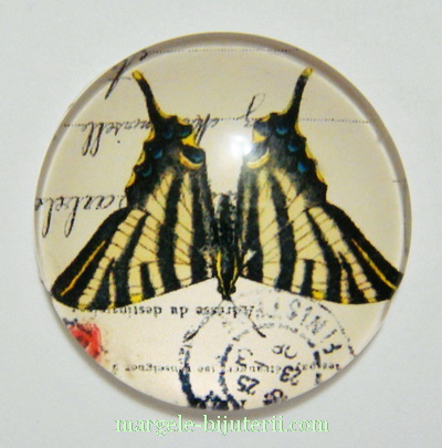 Cabochon sticla, 30x7mm, fluturas 10