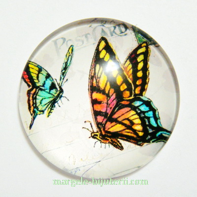 Cabochon sticla, 30x7mm, fluturas 14