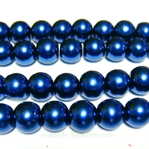 Perle sticla, albastru-cobalt, 10mm 10 buc