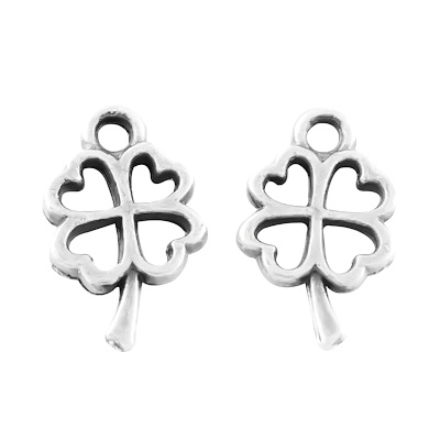 Pandantiv argintiu, trifoi cu 4 foi, 11x7x1.2mm 1 buc